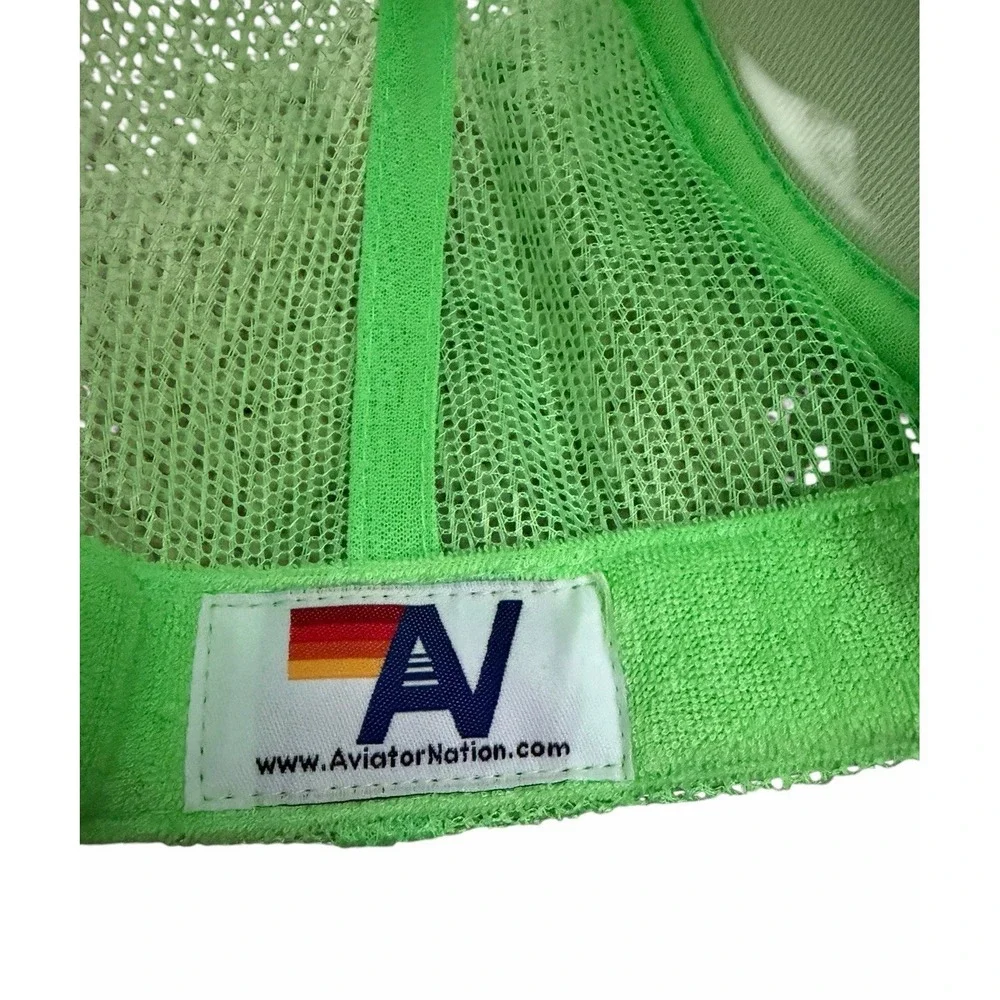 Aviator Nation Dreamland Tiger Vintage Trucker Hat Neon Green